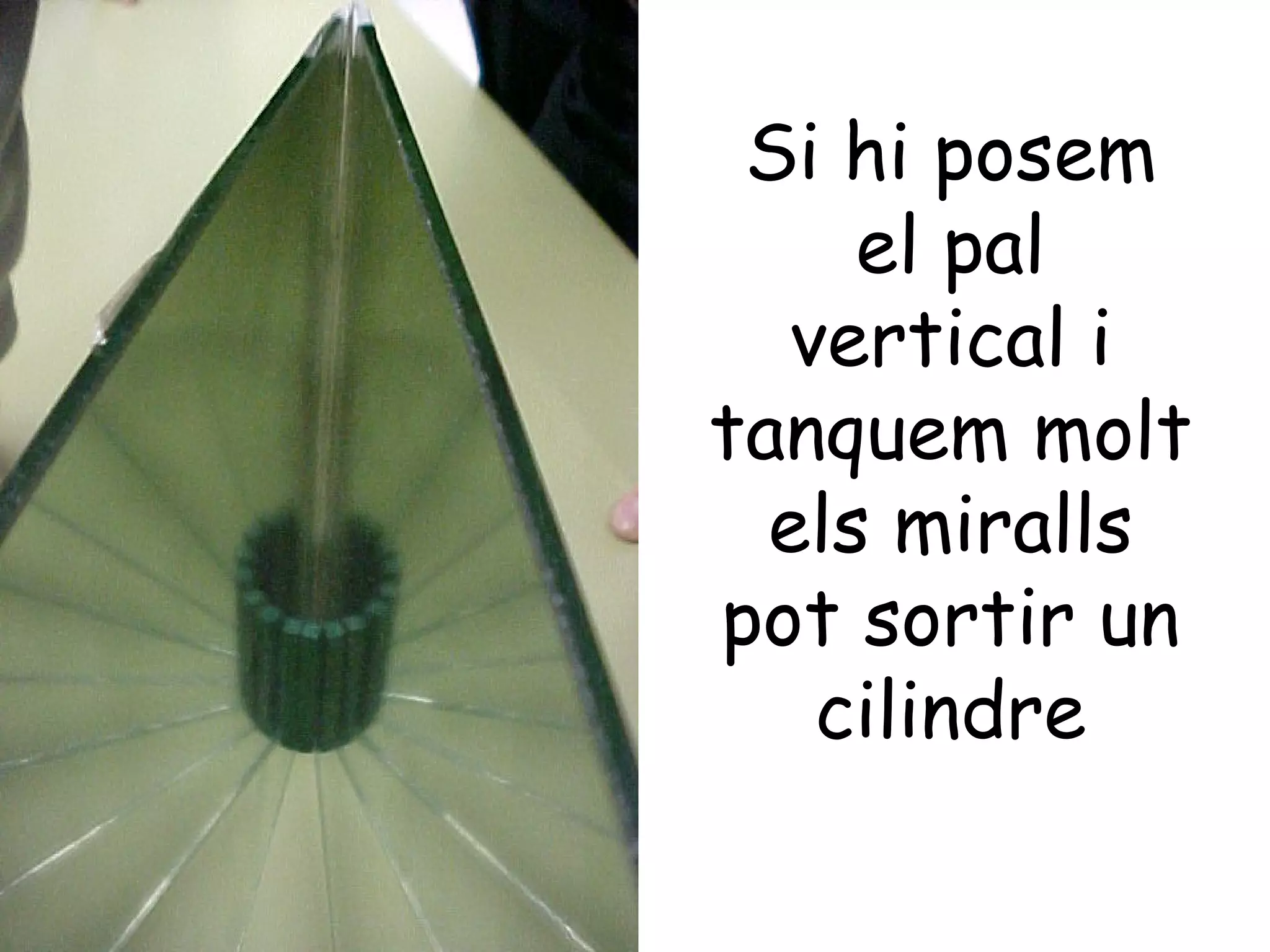 Si hi posem
     el pal
   vertical i
tanquem molt
  els miralls
pot sortir un
    cilindre
 