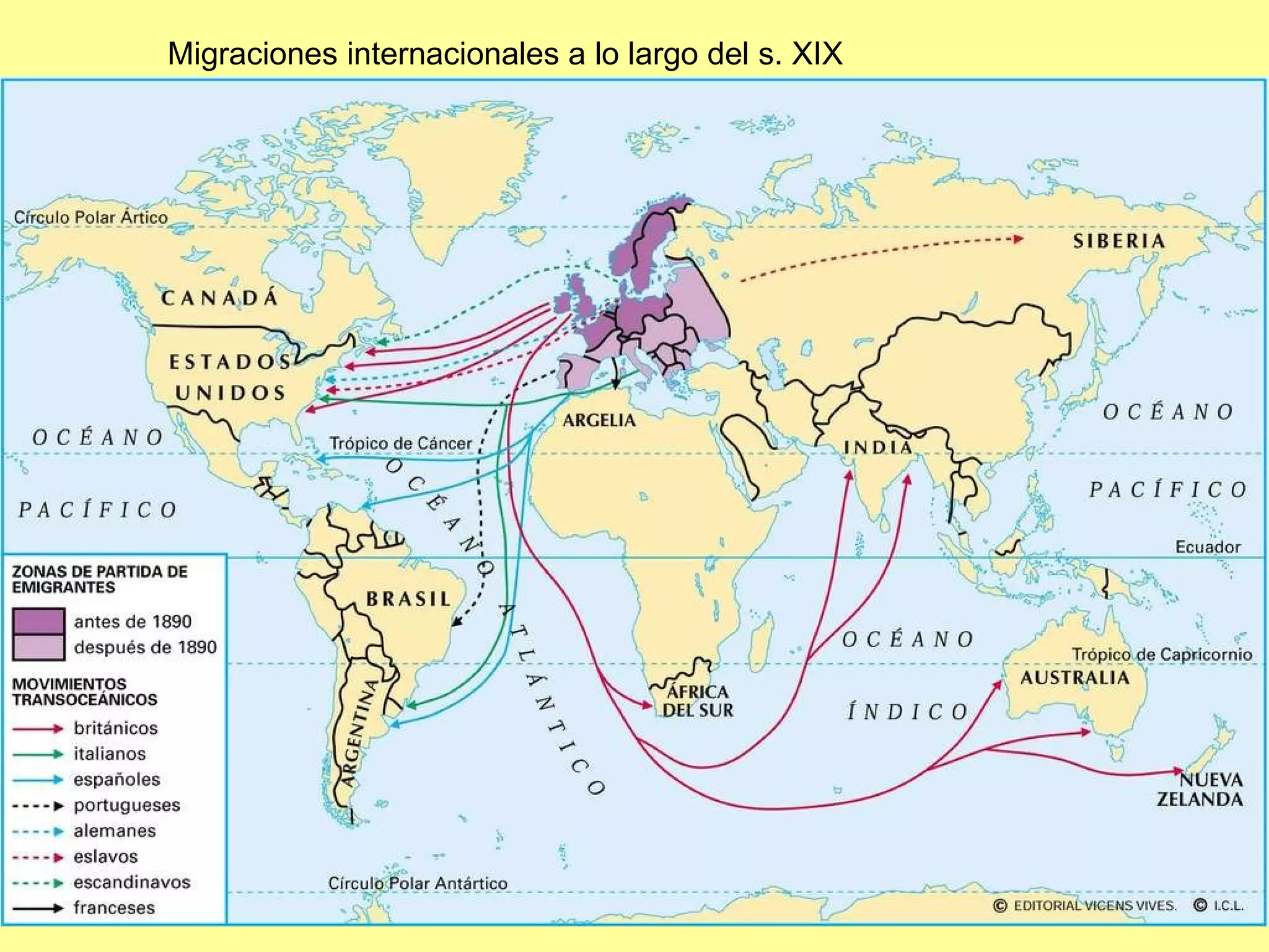 Migraciones internacionales a lo largo del s. XIX 