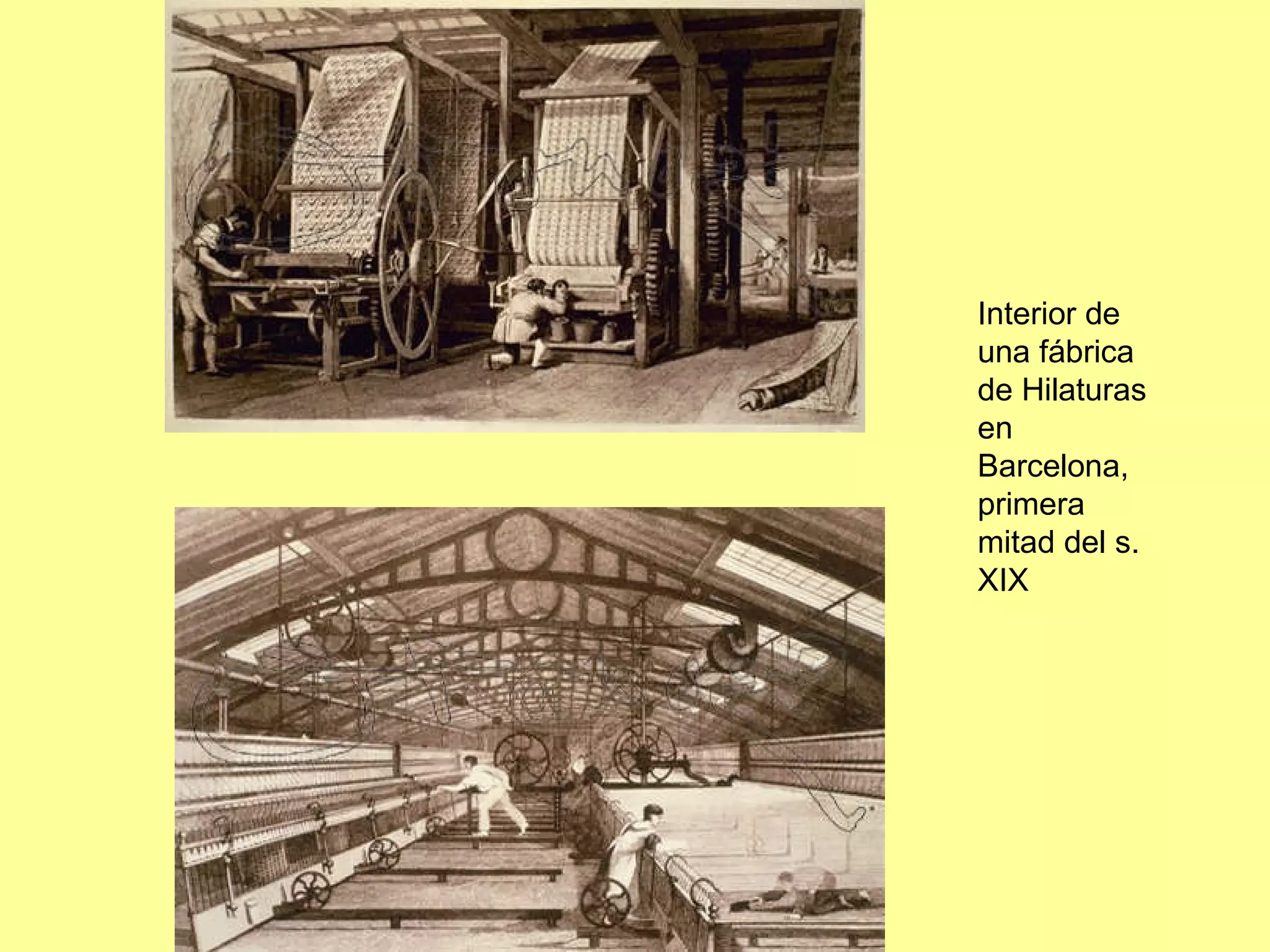 Interior de una fábrica de Hilaturas en Barcelona, primera mitad del s. XIX 