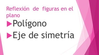 Reflexión de figuras en el
plano
Polígono
Eje de simetría
 