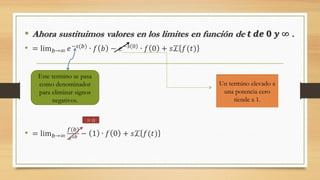 Un termino elevado a
una potencia cero
tiende a 1.
Este termino se pasa
como denominador
para eliminar signos
negativos.
= 0