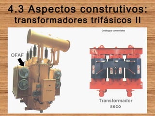 4.3 Aspectos construtivos:
 transformadores trifásicos II
                     Catálogos comerciales




OFAF




                    Transformador
                        seco
 