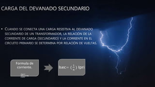 •
Formula de
corriente.
𝐼𝑝𝑟𝑖
𝐼𝑠𝑒𝑐=𝑛
Isec= (
1
𝑛
) Ipri
 