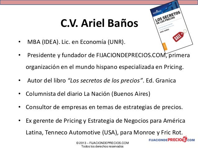 Resultado de imagen para ariel baños los secretos de los precios