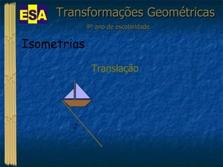 Transformações Geométricas 9º ano de escolaridade Isometrias  Translação v 