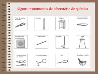 Alguns instrumentos de laboratório de química
 