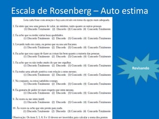 Escala de Rosenberg – Auto estima
Revisando
 