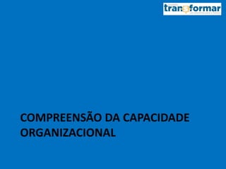 COMPREENSÃO DA CAPACIDADE
ORGANIZACIONAL
 