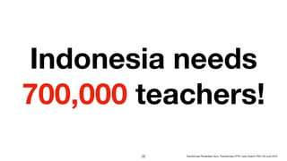 Indonesia needs
700,000 teachers!
!38 Transformasi Pendidikan Guru, Transformasi LPTK | Iwan Syahril, PhD | 26 June 2019
 