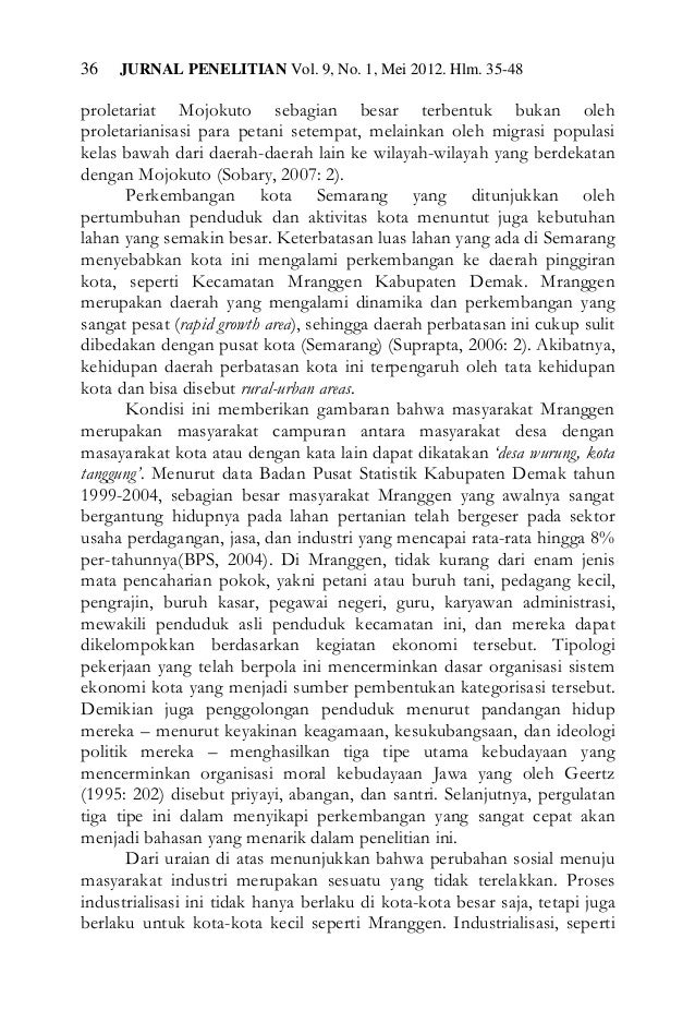 Transformasi Masyarakat Petani Mranggen Menuju Masyarakat Industri