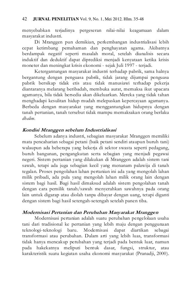 Transformasi Masyarakat Petani Mranggen Menuju Masyarakat Industri