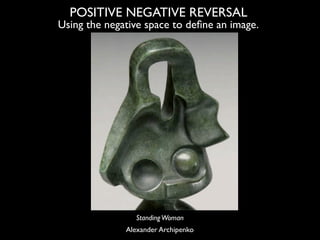 POSITIVE NEGATIVE REVERSAL
Using the negative space to deﬁne an image.




                 Standing Woman
              A...