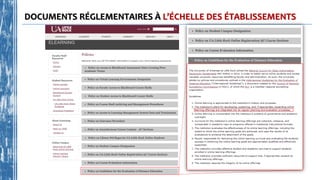 DOCUMENTS RÉGLEMENTAIRES À L’ÉCHELLE DES ÉTABLISSEMENTS
 
