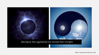declipse the agitation to reveal the insight
Moore. Institute of Coaching. 2018
 