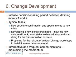6. Change Development
15


        Intense decision-making period between defining
         events 1 and 2
        Typic...
