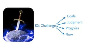 E3: Challenge
Goals
Judgment
Flow
Progress
 