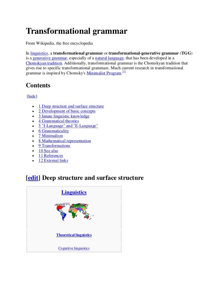 transformational grammar transformational grammar