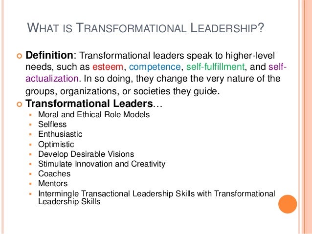 transformational leadership presentation transformational leadership definition