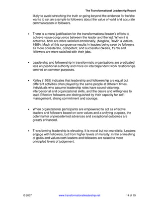 Transformational leadership | PDF