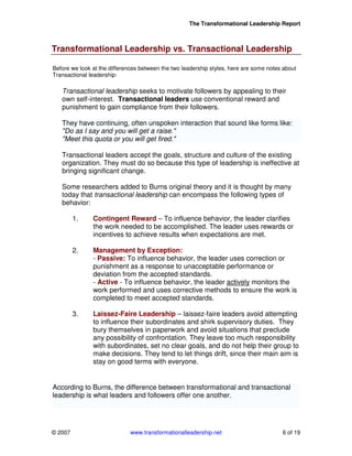 Transformational leadership | PDF