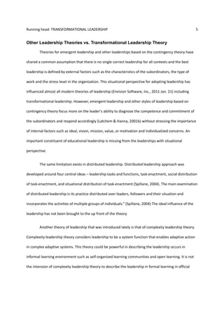 Transformational Leadership: Leadership for Education | PDF