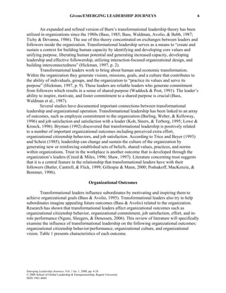 Transformational leadership the impact on organisation and personal ...