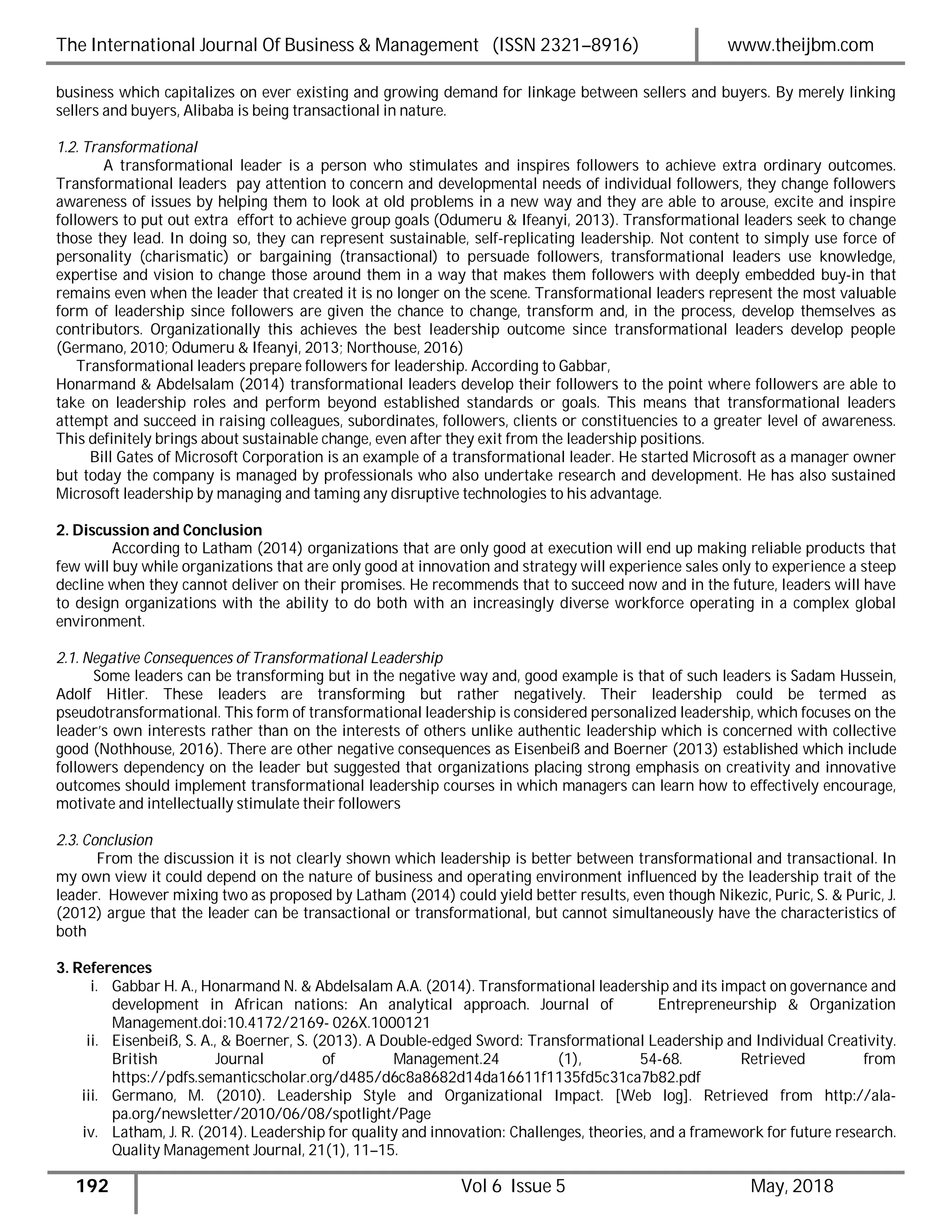 Transformational vs transactional leadership with examples | PDF