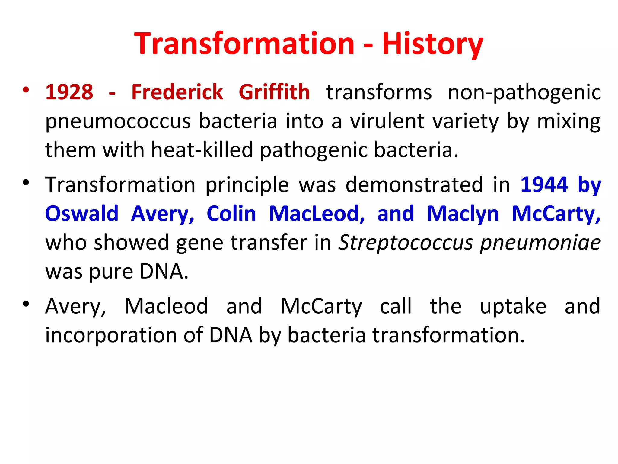 Pneumococcus Transformation Transformation and transfection | PPT