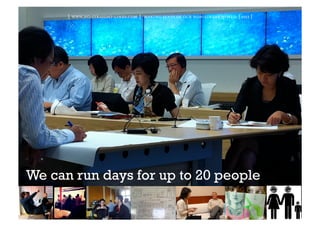 | www.no-straight-lines.com | making sense of our non-linear world | 2011 |




We can run days for up to 20 people
 