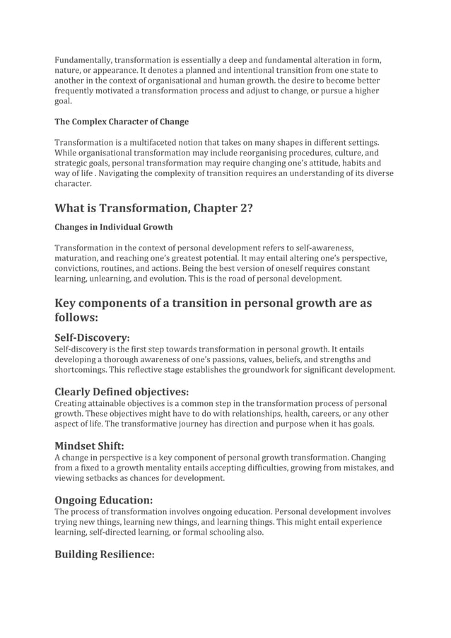 Transformation Meaning- What Is Transformation? | PDF | Mental Health ...