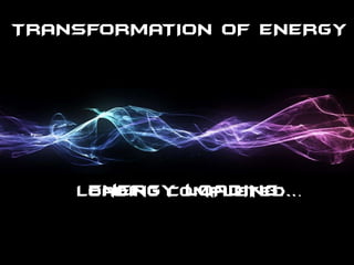 TRANSFORMATION OF ENERGY 
LoEandeirngg yc oLmOpAlDeItNeGd…… 
 