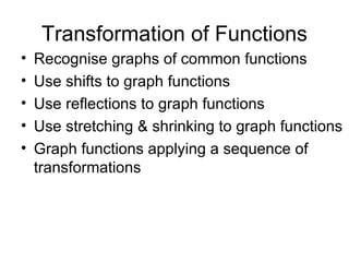 Transformation of Functions ,[object Object],[object Object],[object Object],[object Object],[object Object]