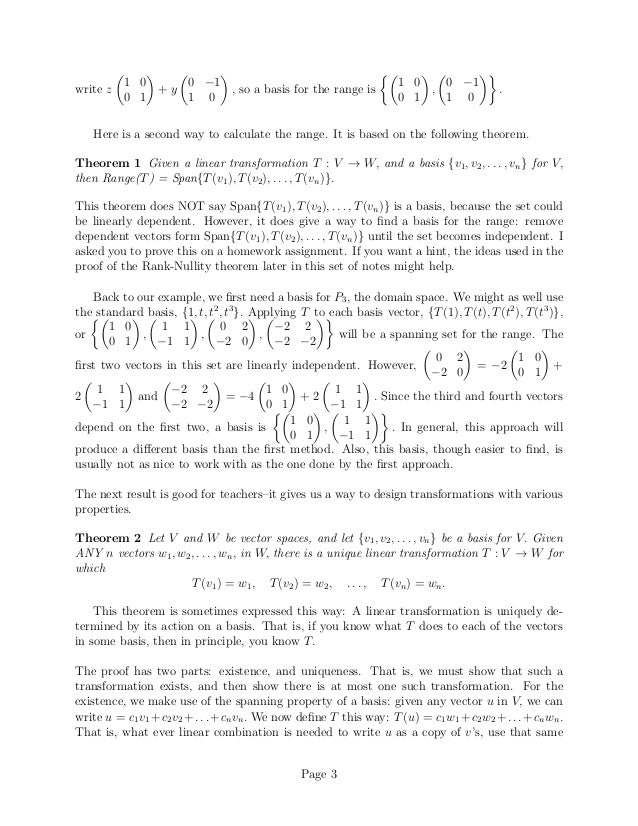 linear transformation and rank nullity theorem