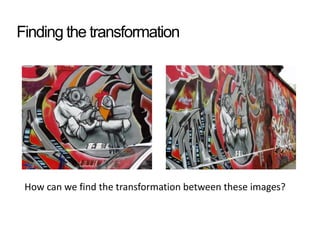 Finding the transformation
How can we find the transformation between these images?
