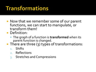 Transformations of functions | PPTX