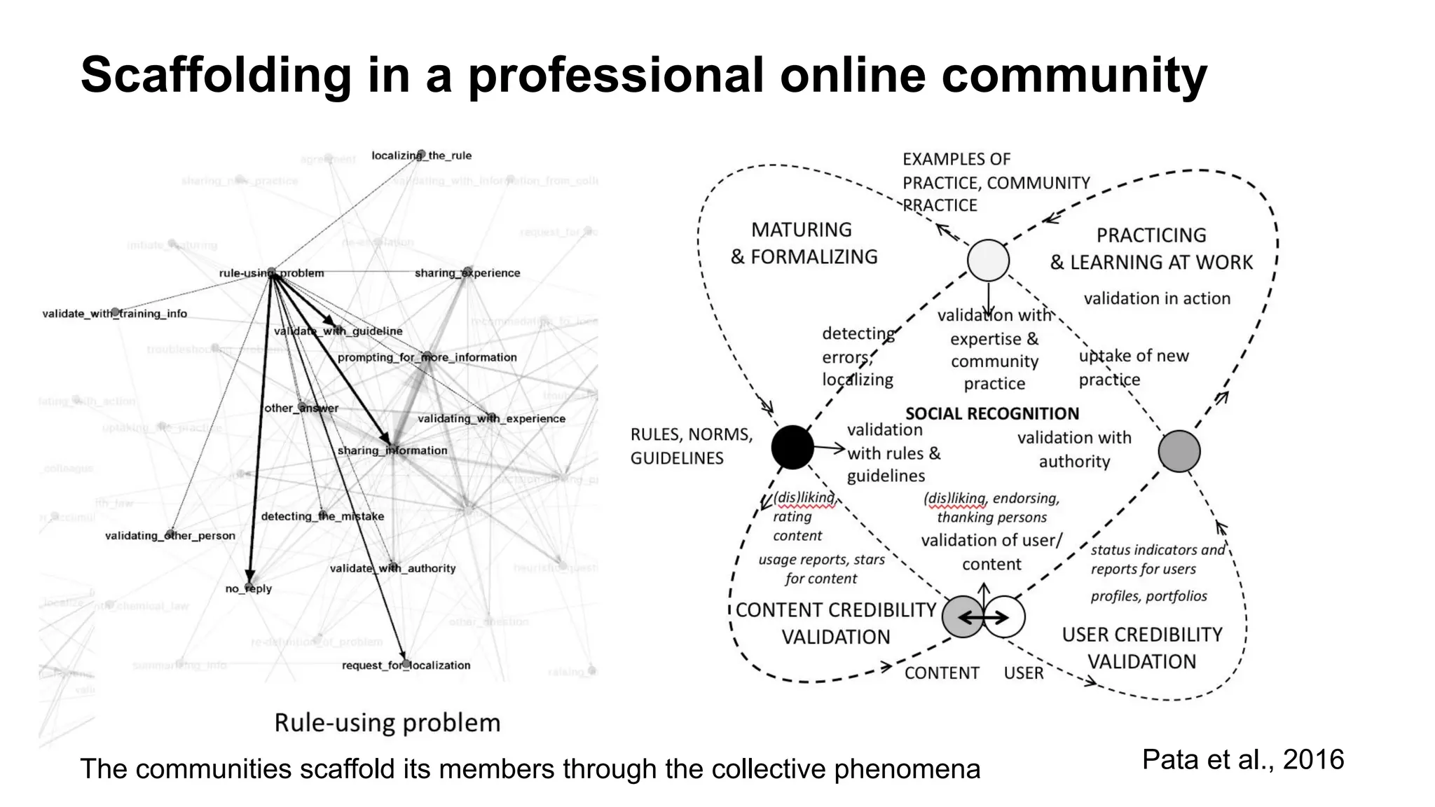 Scaffolding in a professional online community
Pata et al., 2016
The communities scaffold its members through the collective phenomena
 