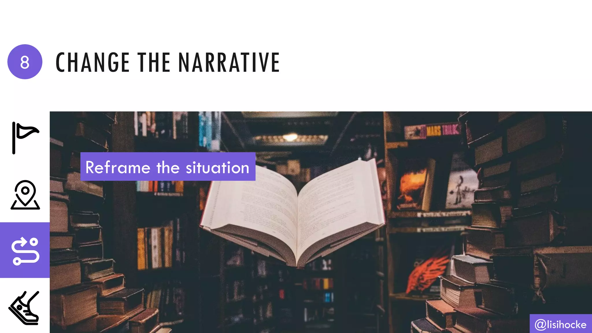 CHANGE THE NARRATIVE
@lisihocke
Reframe the situation
8
 