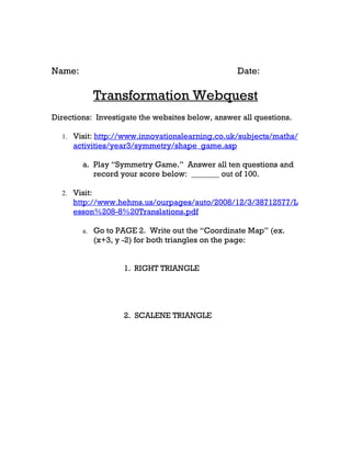 Transformation webquest