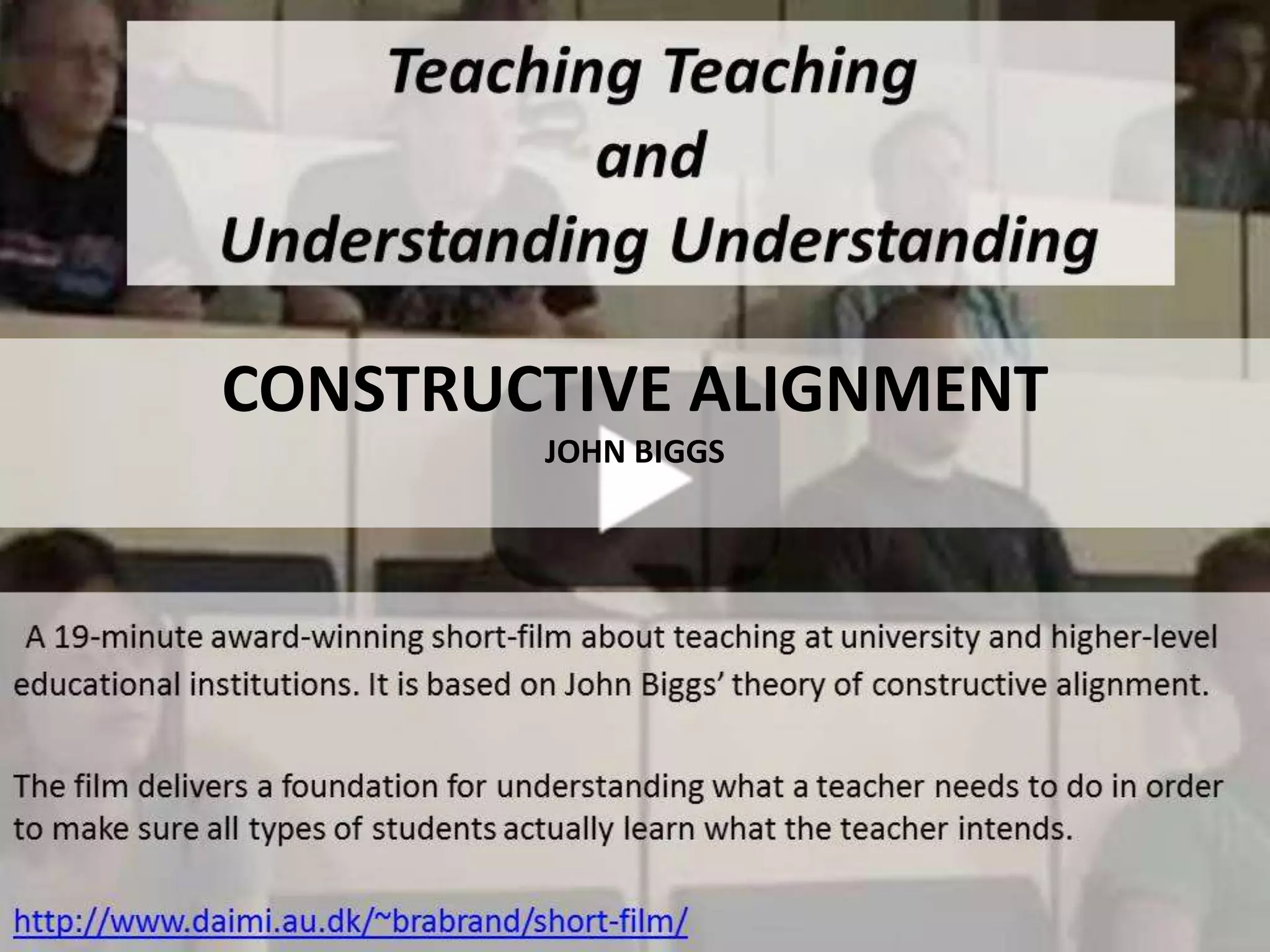 CONSTRUCTIVE ALIGNMENT
JOHN BIGGS
 