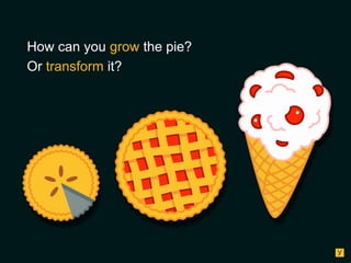 How can you grow the pie?
Or transform it?

 
