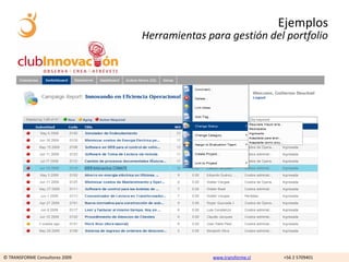 Ejemplos
                                Herramientas para gestión del portfolio




© TRANSFORME Consultores 2009                 www.transforme.cl   +56 2 5709401
 