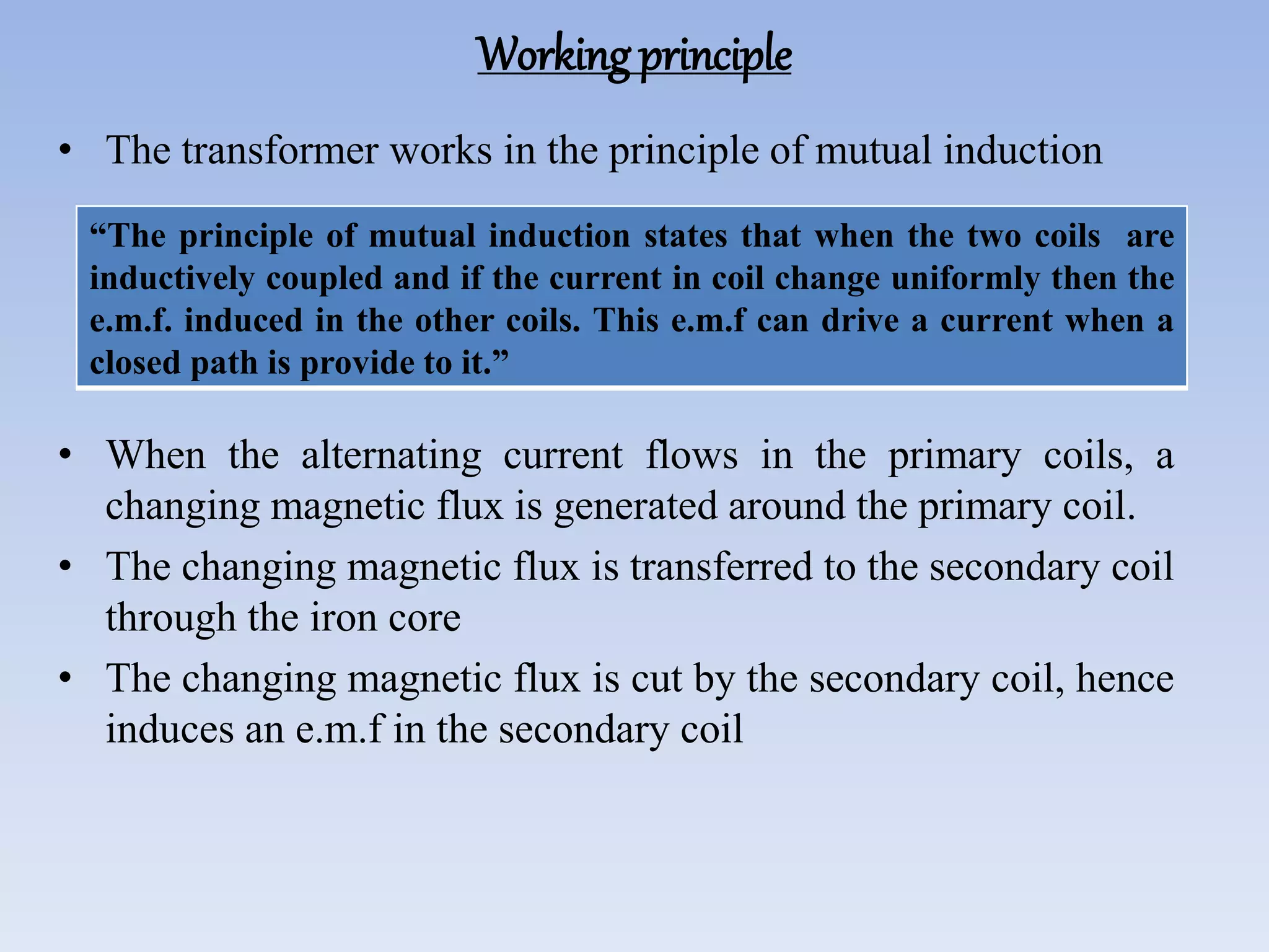 Construction & E.M.F. eqn. of transformer | PPTX