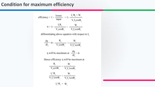 Condition for maximum efficiency
 