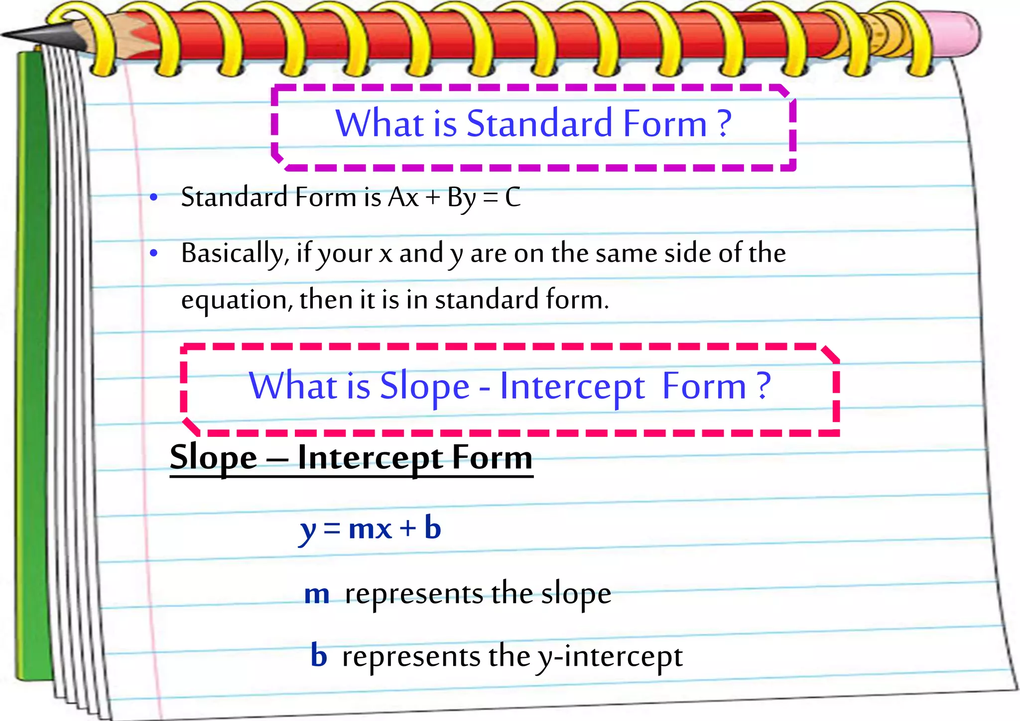 Rewriting Linear Equation From Standard Form To Slope Intercept Form Pptx Rewriting Linear Equation From Standard Form To Slope Intercept Form Pptx