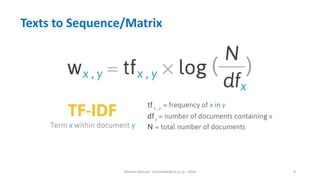 Hichem Felouat - hichemfel@nii.ac.jp - 2024 9
Texts to Sequence/Matrix
 