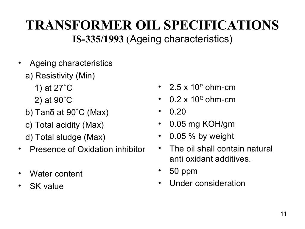 Transformer oilspecifications new