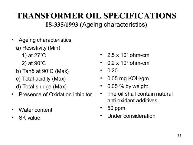 Transformer Oil Grade Chart