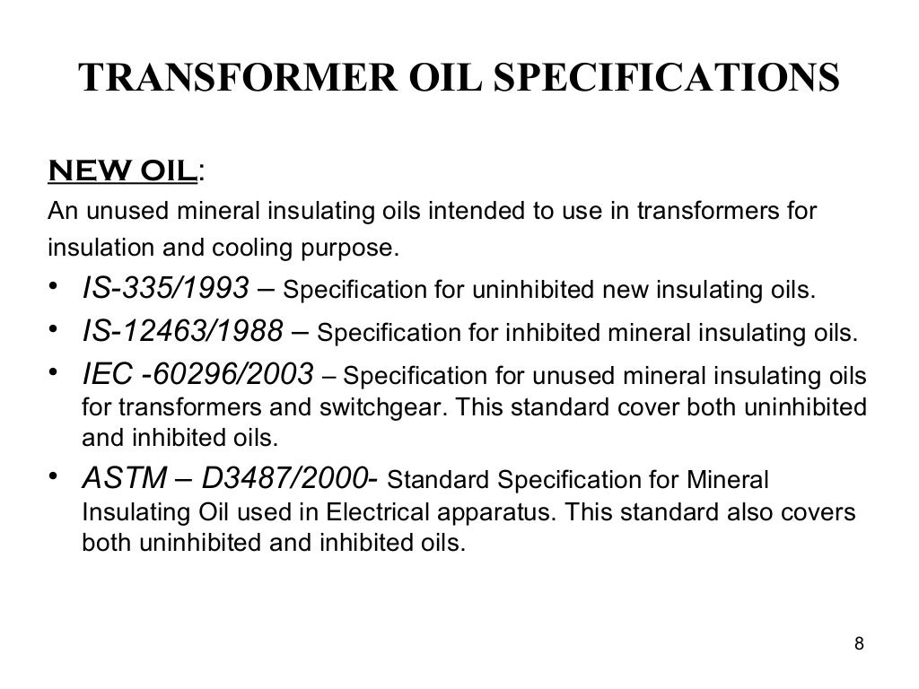 Transformer oilspecifications new
