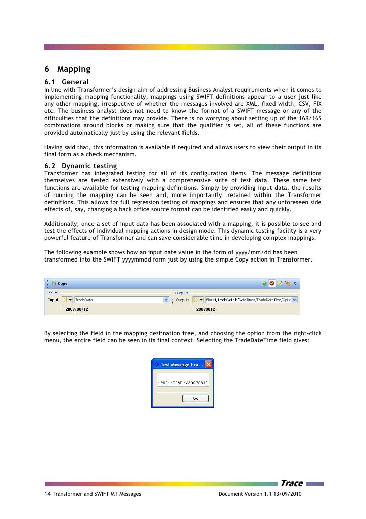 Transformer And Swift MT Messages