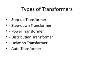 Presentation on Transformer_Basics in electricals | PPTX